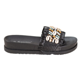 Seastar Black Slippers With Shells