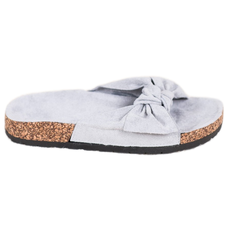 SHELOVET Suede slippers on the platform grey