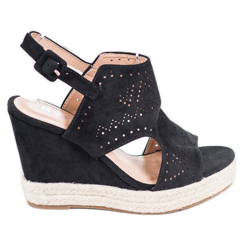SHELOVET Openwork wedges black