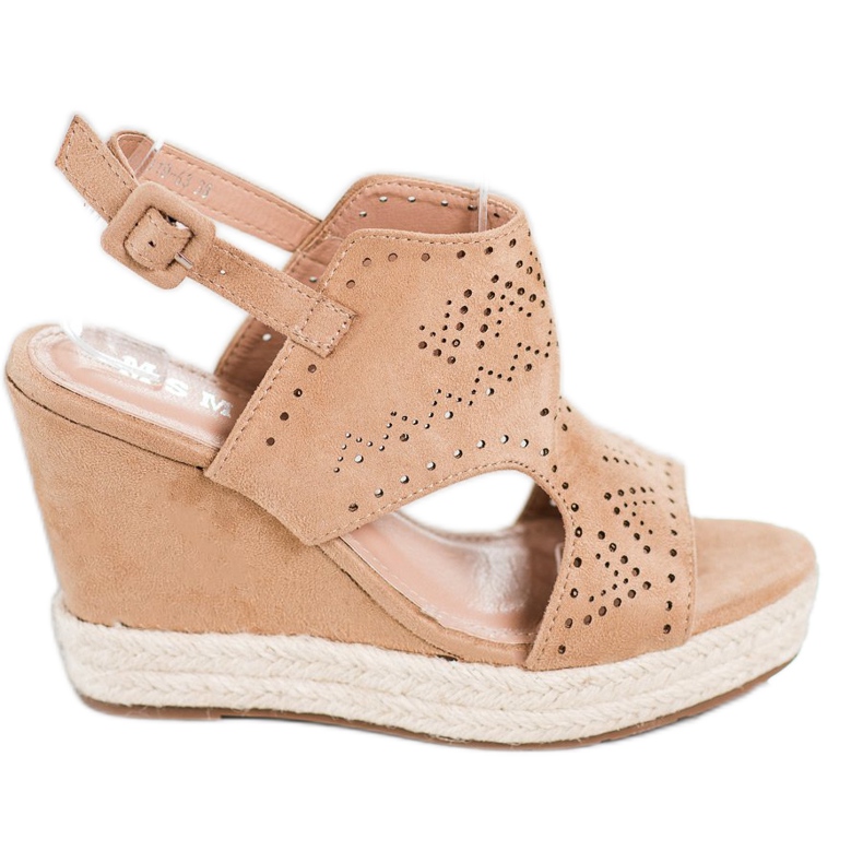 SHELOVET Openwork wedges beige