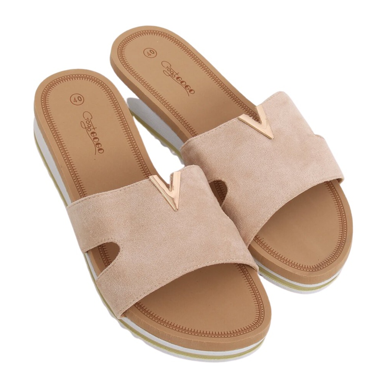 Women's beige slippers G-5035 Beige