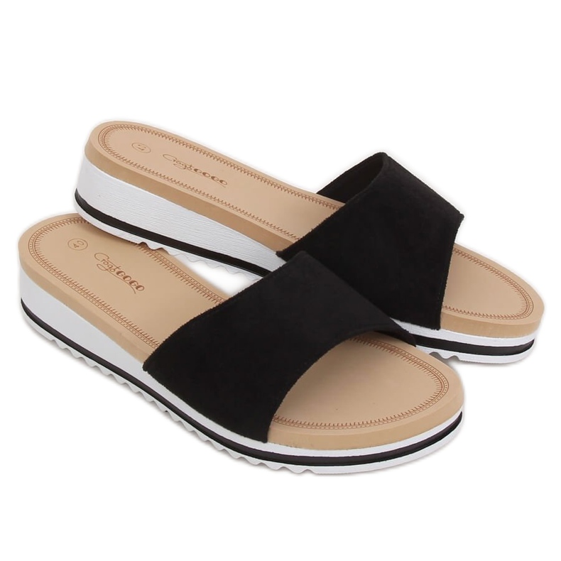 Black women's black slippers G-5036 Black