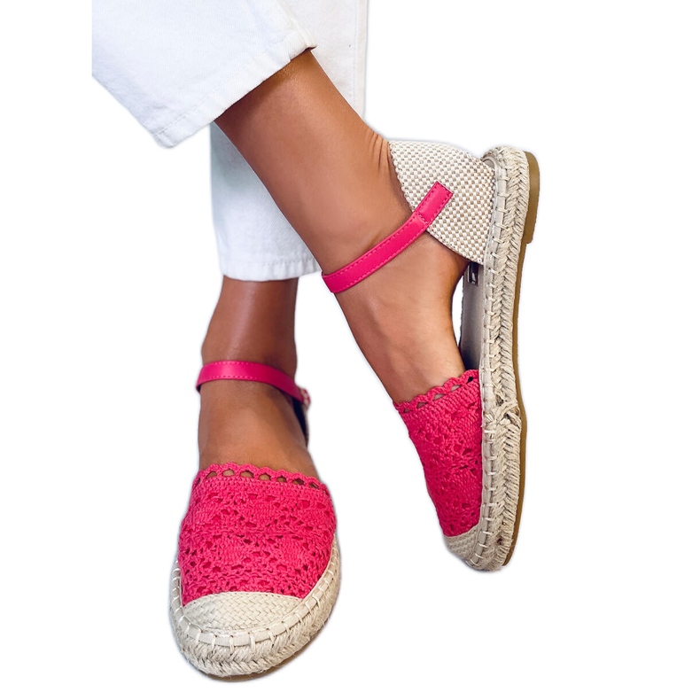 Raspberry lace espadrilles L-1067 Red pink