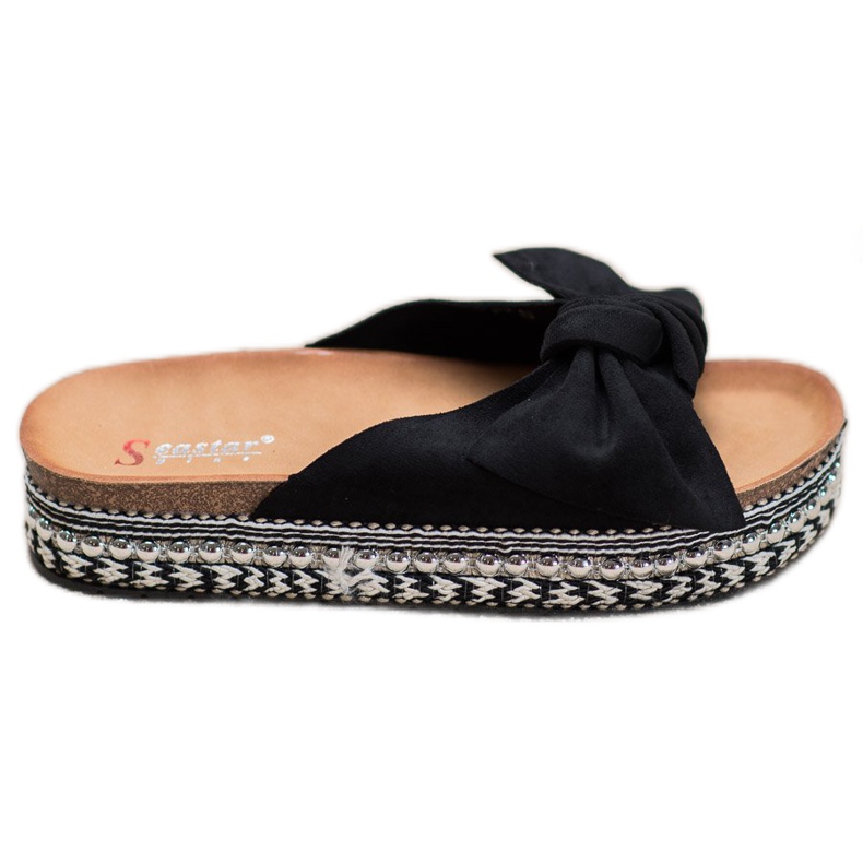 Seastar Suede Slippers With A Decorative Platform black