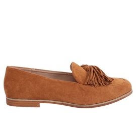 Women's loafers with tassels camel T357P Camel brown