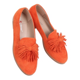 Orange women's loafers with fringes T357P Orange