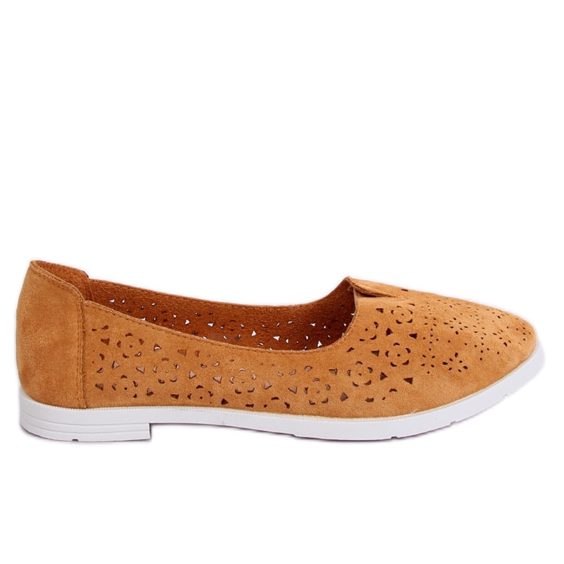 Camel ZA02P Camel openwork ballerinas brown