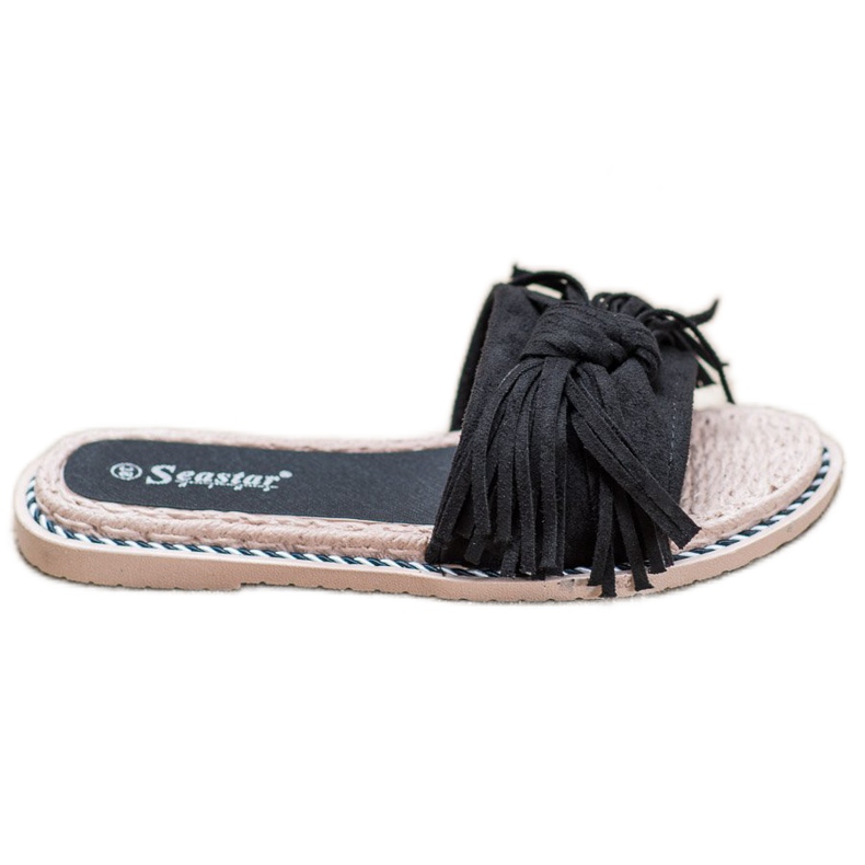 Seastar Comfortable Slippers With Fringes black