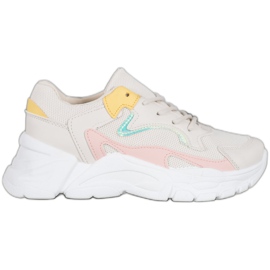 SHELOVET Stylish Sneakers On The Platform beige pink yellow