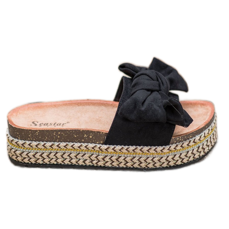 Seastar Slippers With A Bow On The Platform black