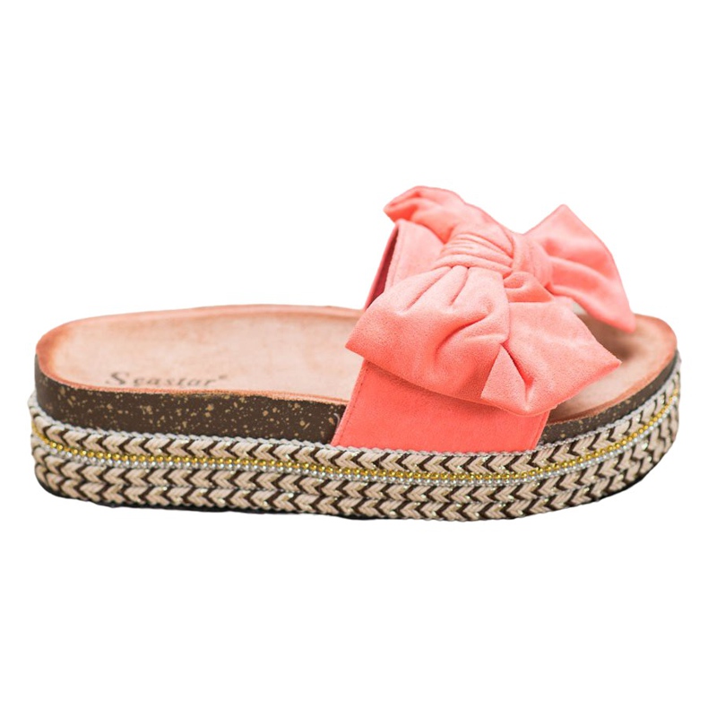 Seastar Slippers With A Bow On The Platform multicolored pink