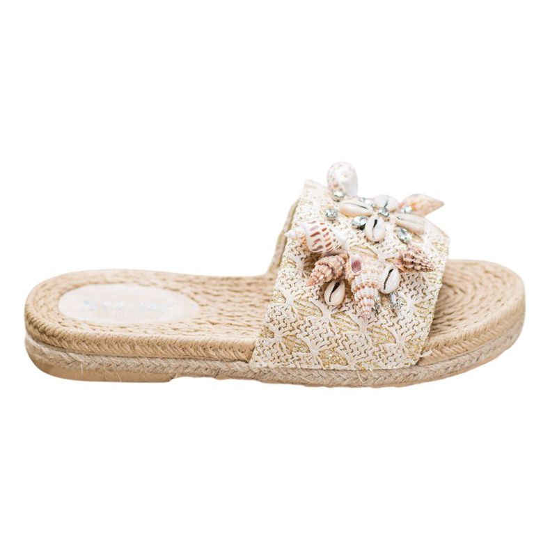 Seastar Slippers On The Platform With Shells beige