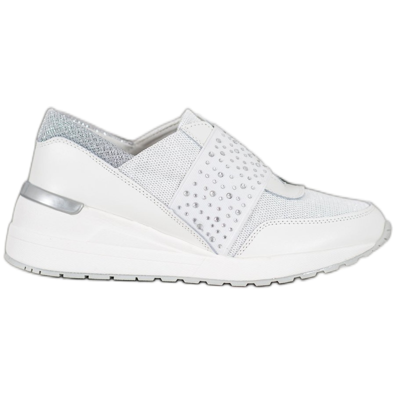 Slip-on Sneakers With VINCEZA Crystals white