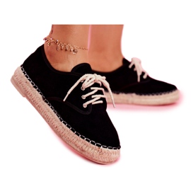 MSMG Women's Espadrilles On Black Sonya Linen Platform