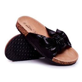 EVE Women's slippers with a large bow Black Lovely Time