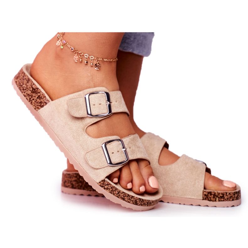 Women's Cork Flip-Flops With Beige Buckles Women's Cork Flip-Flops With Beige Buckles
