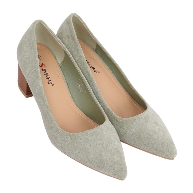 Pumps on wooden heels celadon CL75P Green