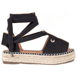 SHELOVET Open Toe Espadrilles black