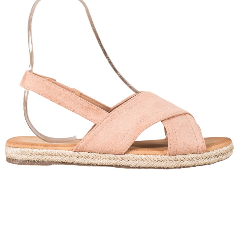 SHELOVET Slip-on sandals with an elastic band beige