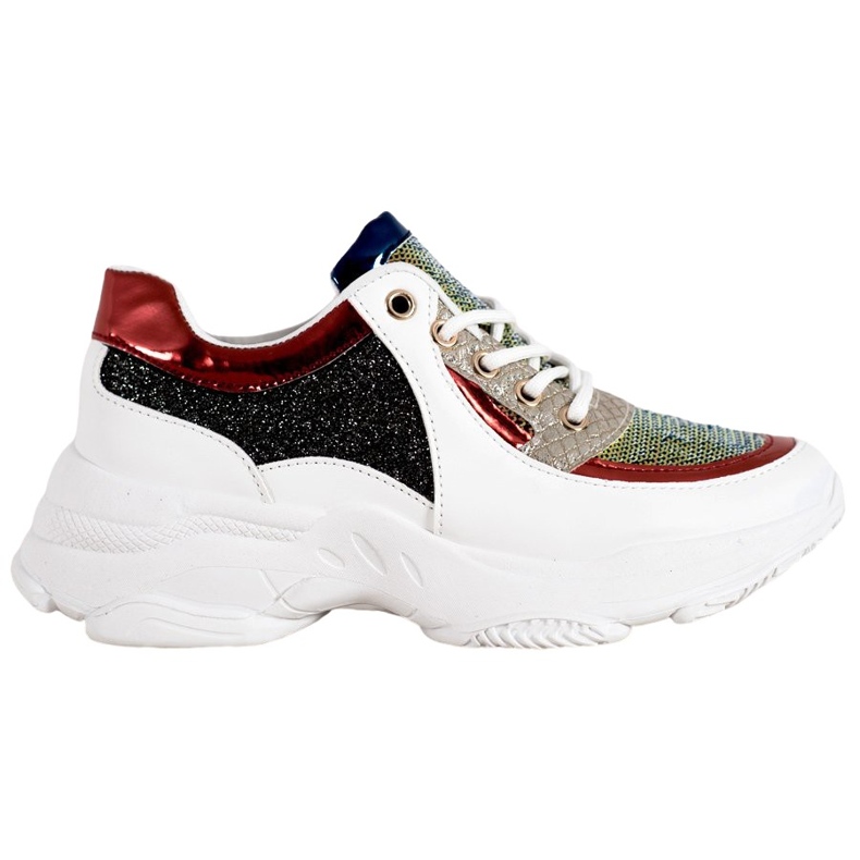 SHELOVET Colorful Sneakers With Sequins white black red multicolored