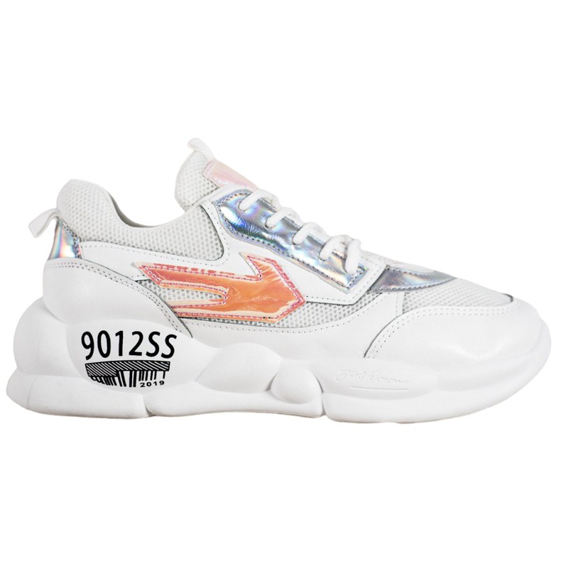 SHELOVET Sneakers With Eco Leather Fashion white multicolored grey