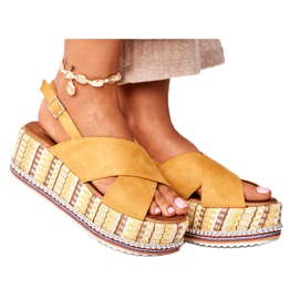 ADY Women's Sandals On Wedge Espadrilles Yellow Sandy