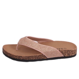 Pink flip-flops on the cork sole, pink 7872-PL Pink
