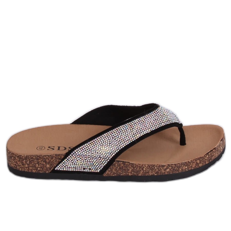 Black flip-flops on the cork sole 7872-PL Black
