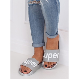 Gray and silver women's slippers CK110 Silver grey