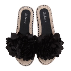 Black women's black slippers N-73 Black