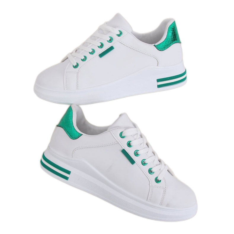 White women's sports shoes NB320P-5 WHITE / GREEN