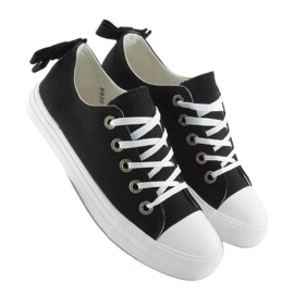 Women's sneakers with a bow black 8935 Black Ii Genre