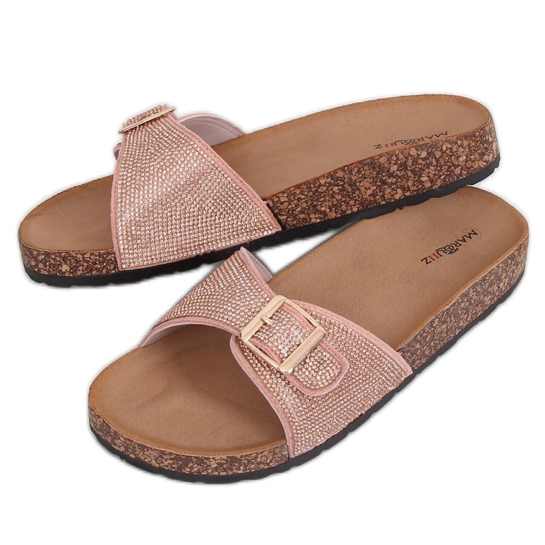 Scholka slippers with pink stones L-1032 Pink
