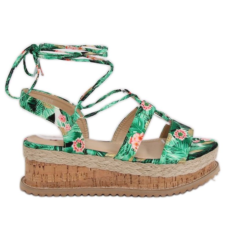 Green espadrilles sandals JH116 Flower Green