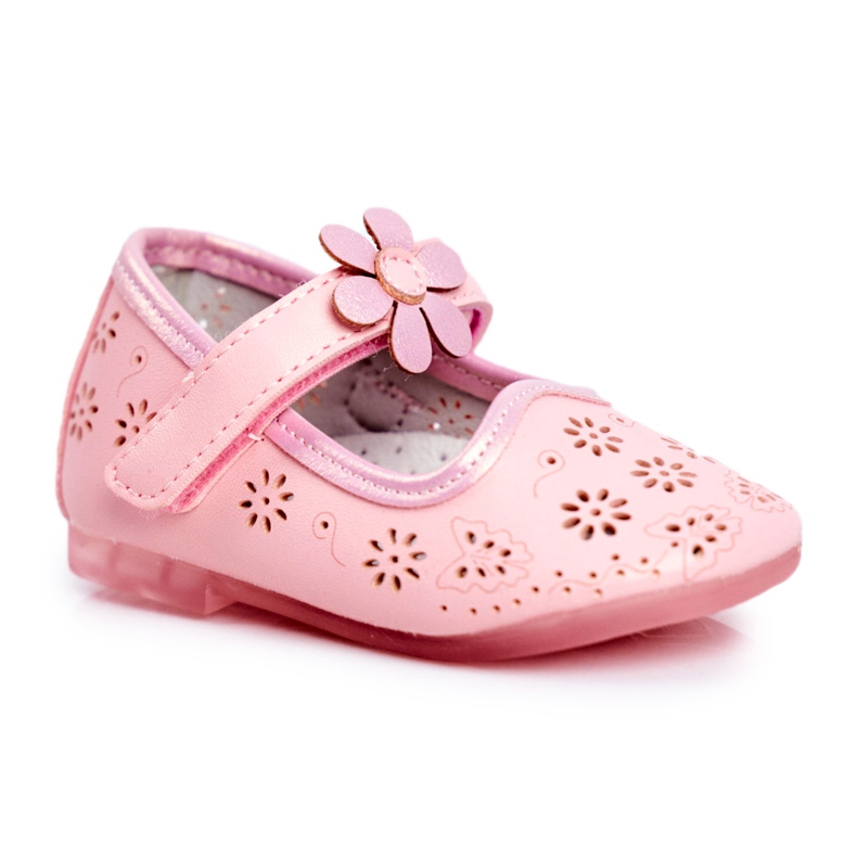 Apawwa Children's ballerinas on Velcro Flower Pink Flored Apawwa Children's ballerinas on Velcro Flower Pink Flored