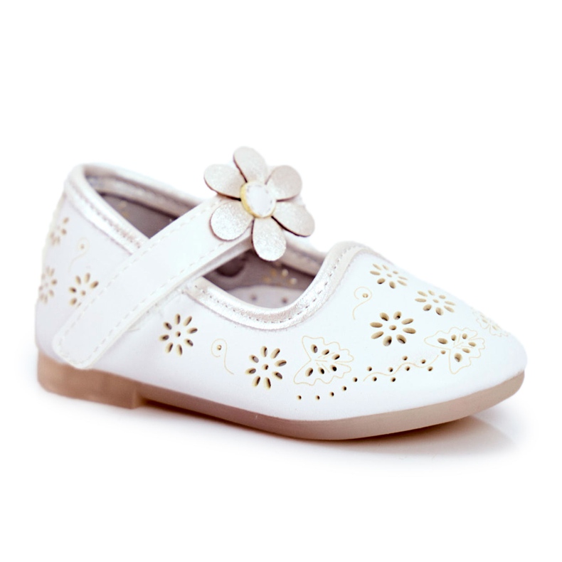 Apawwa Children's ballerinas on Velcro Kwiatuszek White Flored Apawwa Children's ballerinas on Velcro Kwiatuszek White Flored