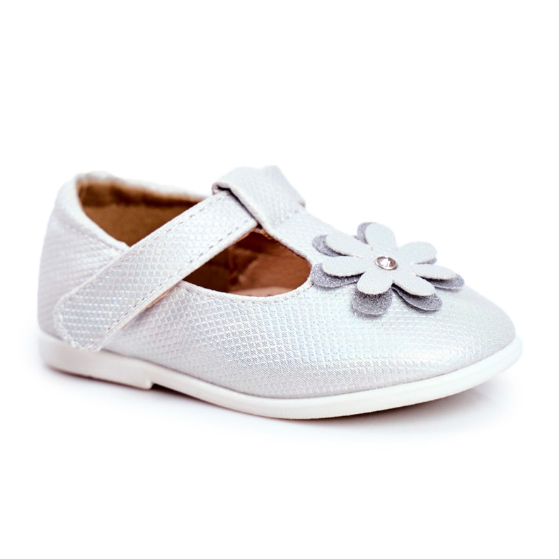 Apawwa Children's ballerinas with Velcro Flower Silver Antrela grey Apawwa Children's ballerinas with Velcro Flower Silver Antrela grey