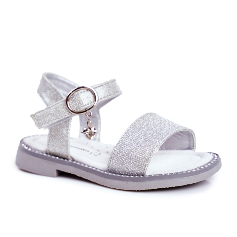 Apawwa Children's Sandals with Velcro Silver Brocade Verden grey Apawwa Children's Sandals with Velcro Silver Brocade Verden grey