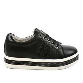 Black sports shoes sneakers HQ996