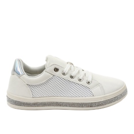White sneakers decorated with zircons 1153-Y