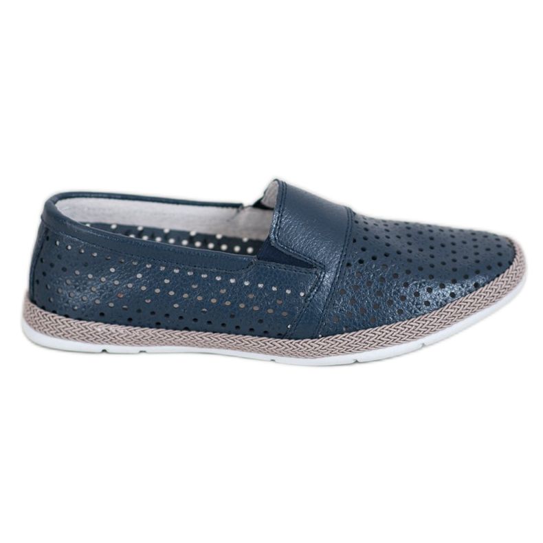Evento Openwork Leather Slipons blue