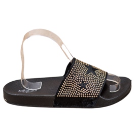 SHELOVET Velor Slippers With Stars black SHELOVET Velor Slippers With Stars black