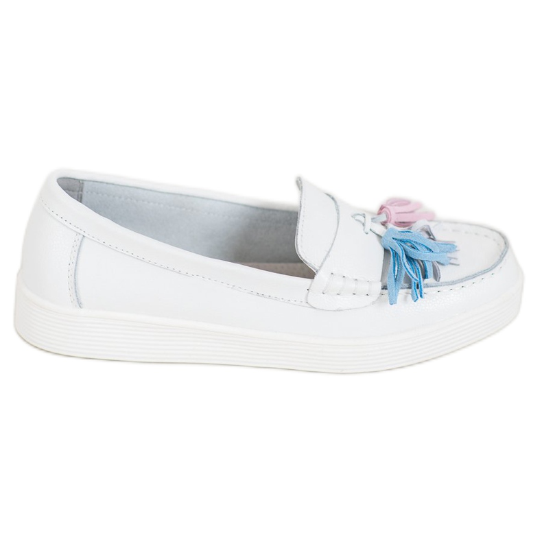 VINCEZA colorful fringes loafers white