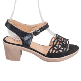 Kylie Comfortable sandals on a thick post black Kylie Comfortable sandals on a thick post black
