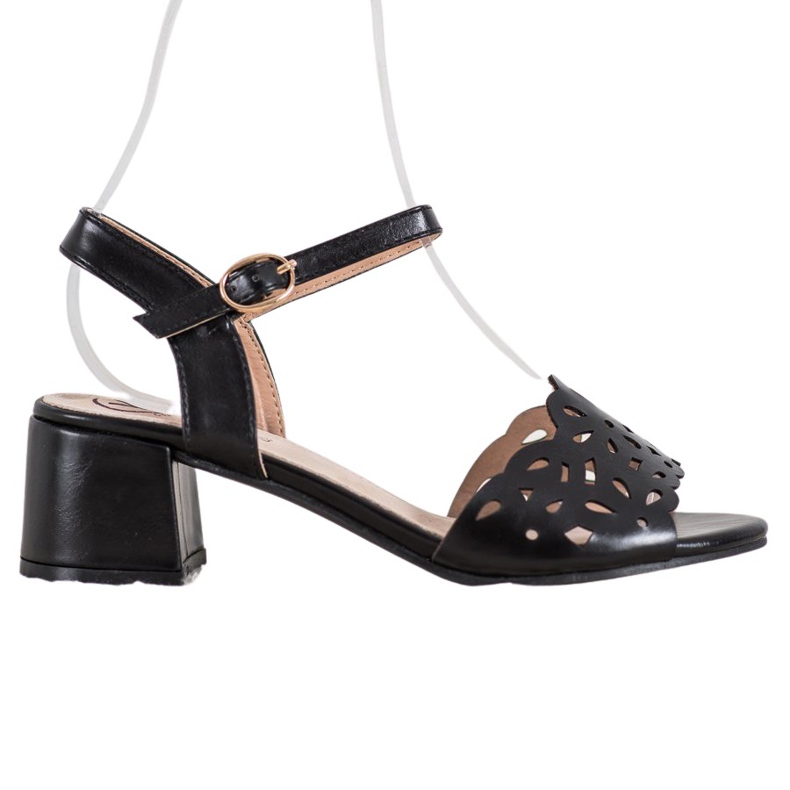 Kylie Sandals With Eco Leather On A Bar black Kylie Sandals With Eco Leather On A Bar black
