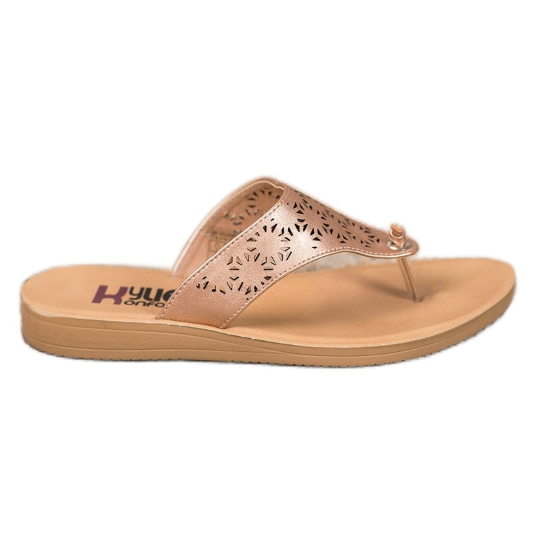 Kylie Slippers With Openwork Pattern beige golden