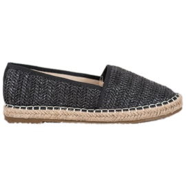 SHELOVET Braided Black Espadrilles