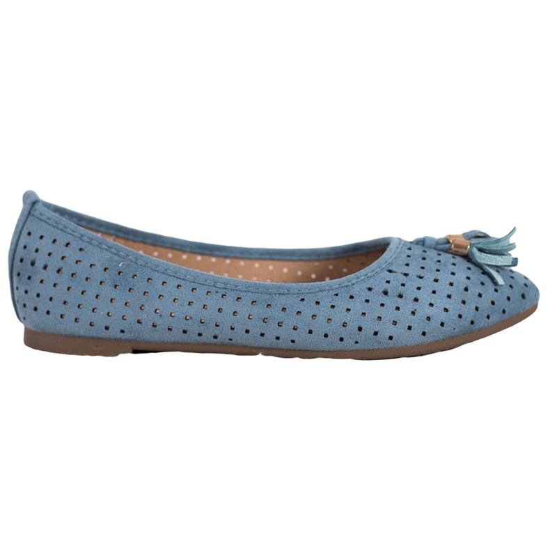 Openwork Suede Ballerinas VINCEZA blue Openwork Suede Ballerinas VINCEZA blue