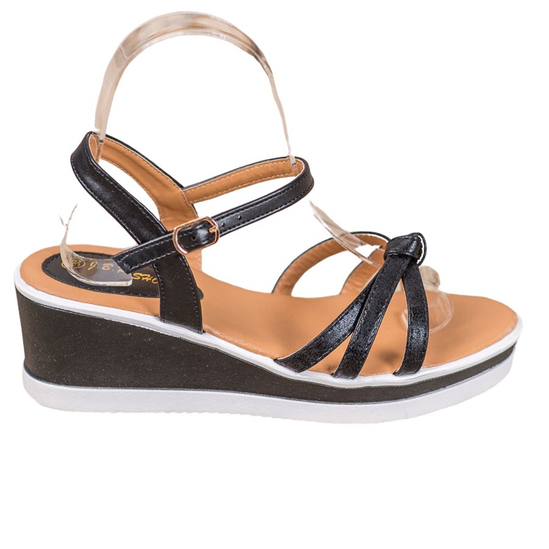 SHELOVET Casual wedges with eco leather black