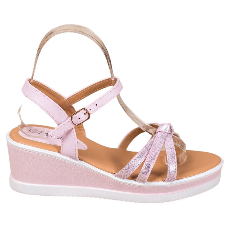 SHELOVET Casual wedges with eco leather pink